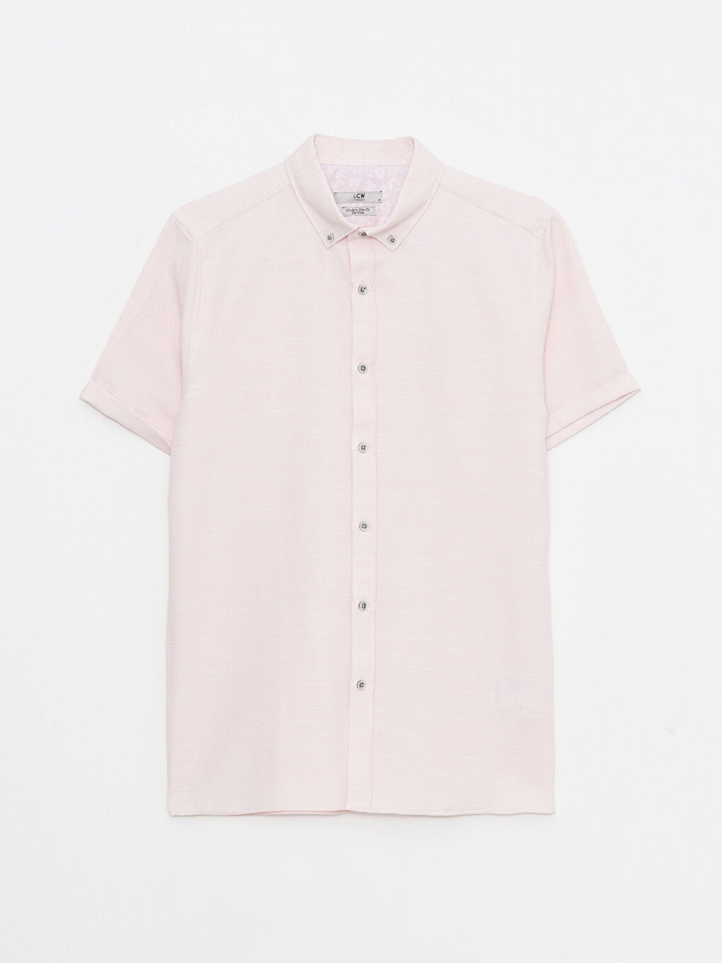 LCW Vision Pembe Slim Fit Kısa Kollu Armürlü Erkek Gömlek - 5