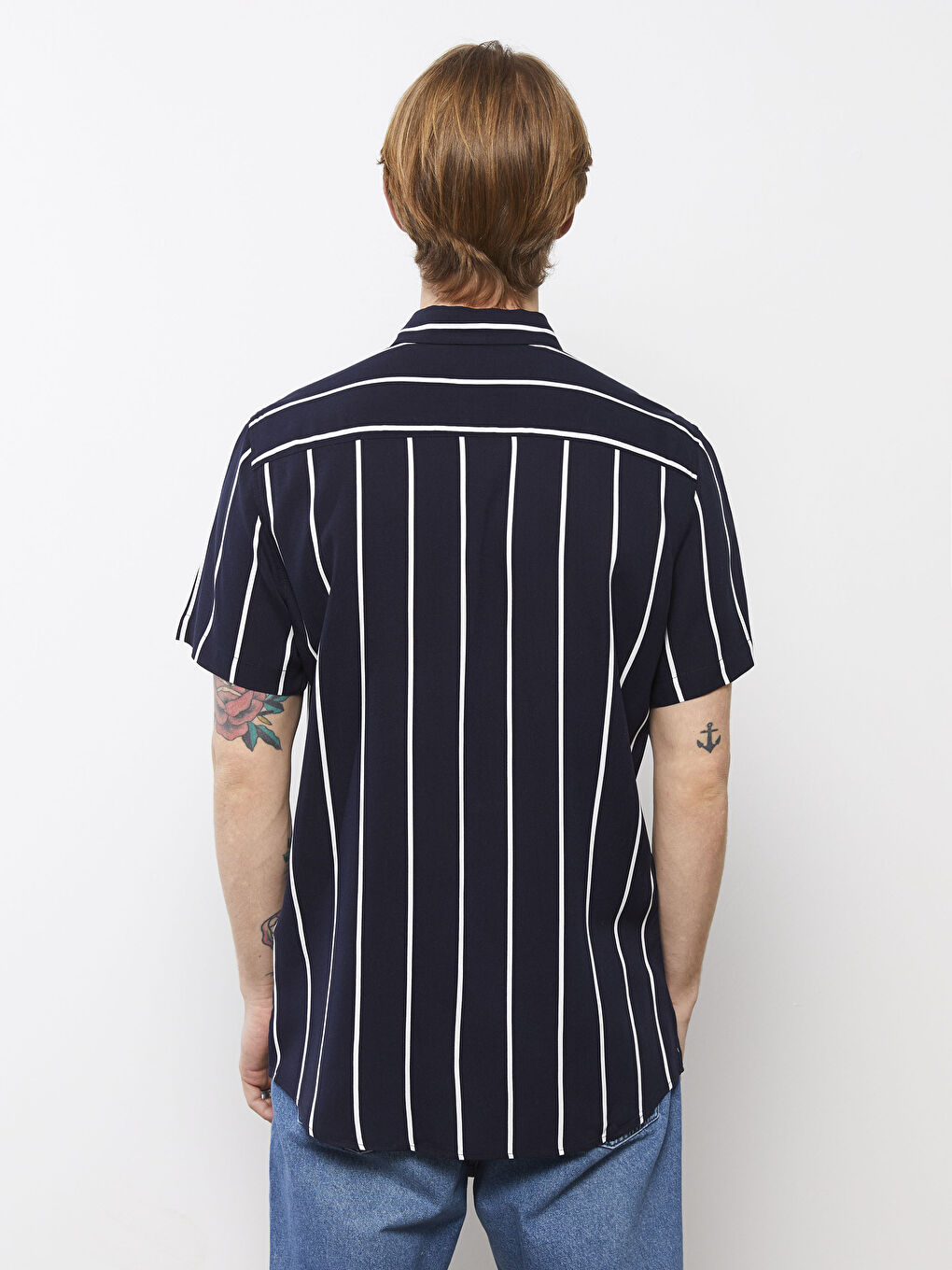 Regular Fit Short Sleeve Striped Men's Shirt -S2AU19Z8-MTY