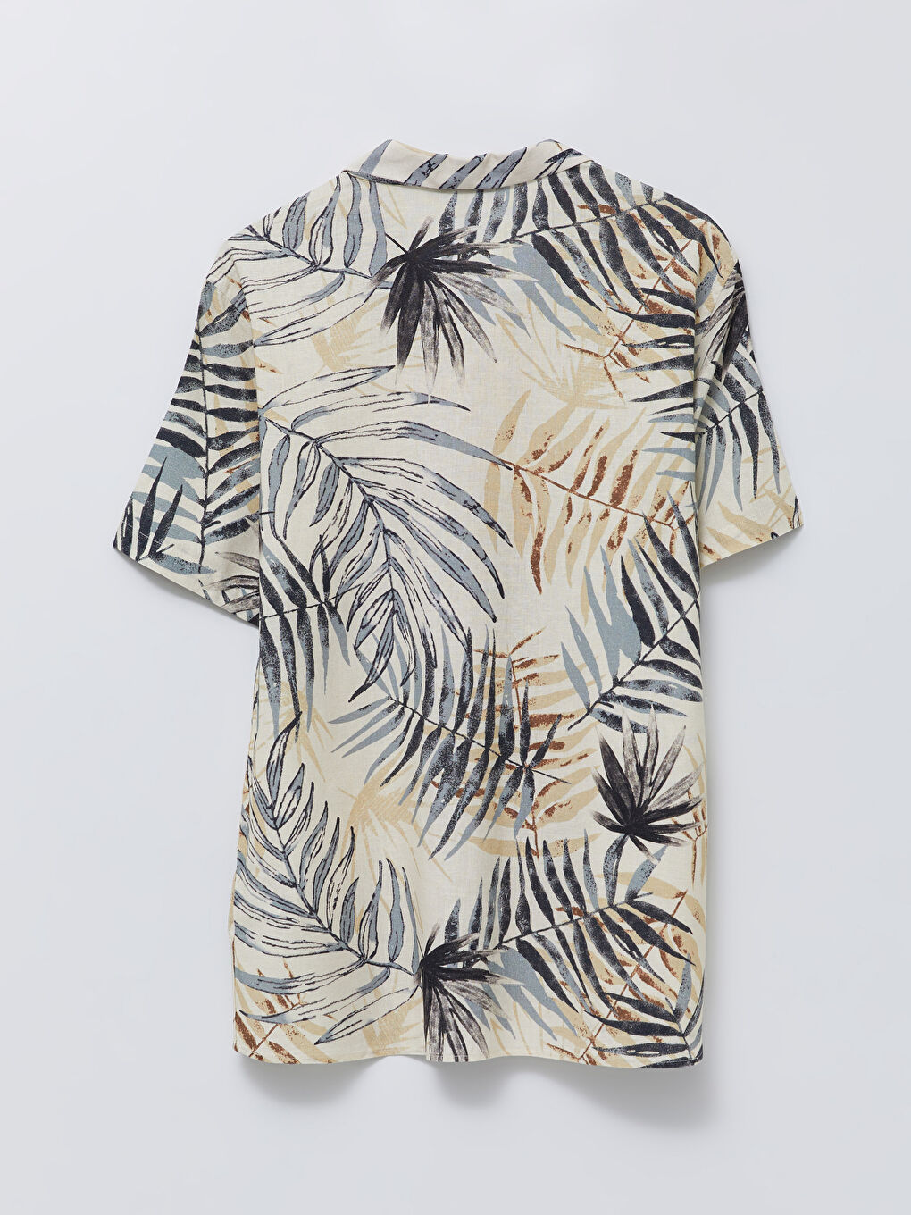 Bej Regular Fit Kısa Kollu Viskon Erkek Gömlek-6