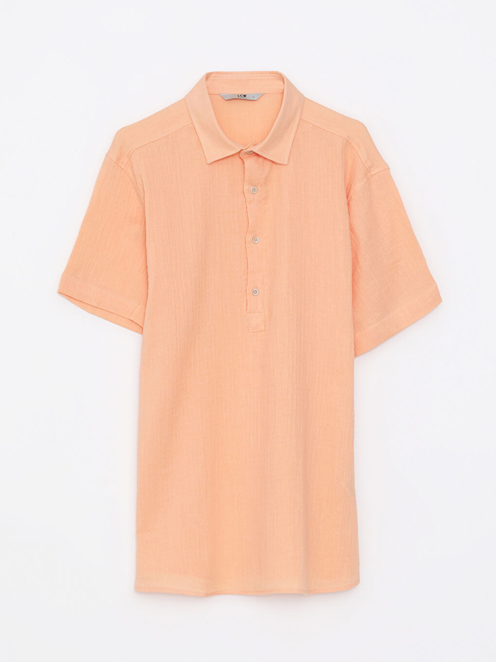 Turuncu Slim Fit Kısa Kollu Erkek Gömlek-5