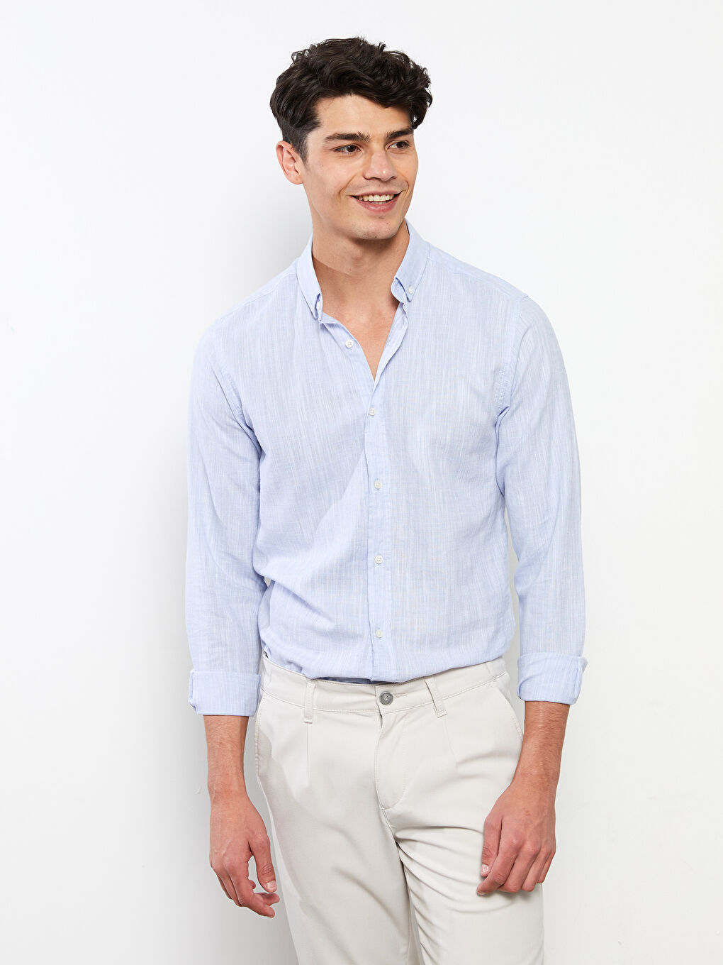 Mavi Slim Fit Uzun Kollu Erkek Gömlek-1