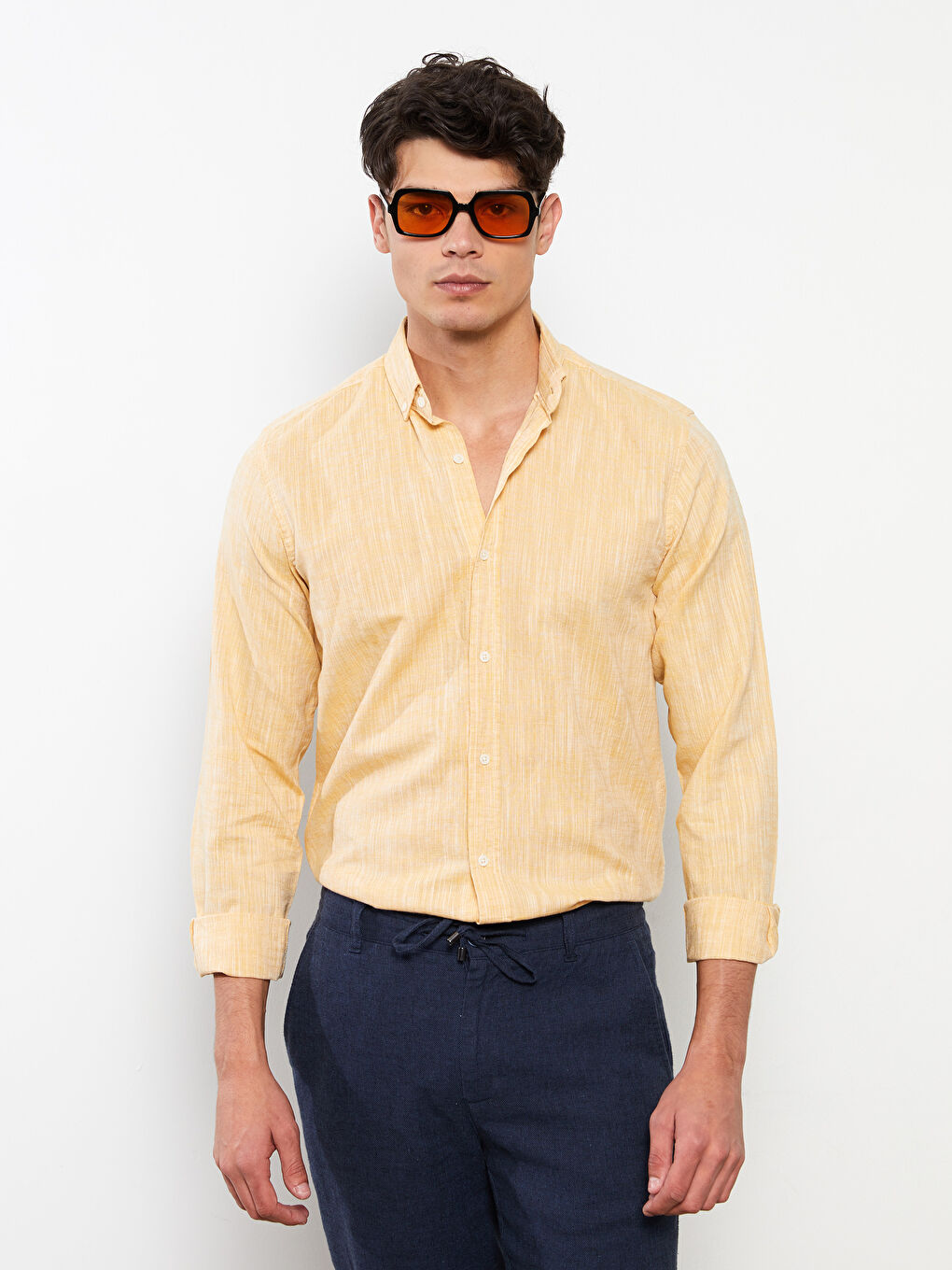 Slim Fit Long Sleeve Men's Shirt -S2AU37Z8-SB7