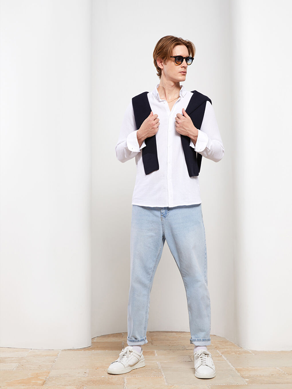 Beyaz Slim Fit Uzun Kollu Erkek Gömlek