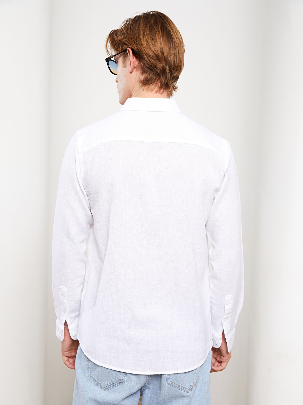 Beyaz Slim Fit Uzun Kollu Erkek Gömlek-4