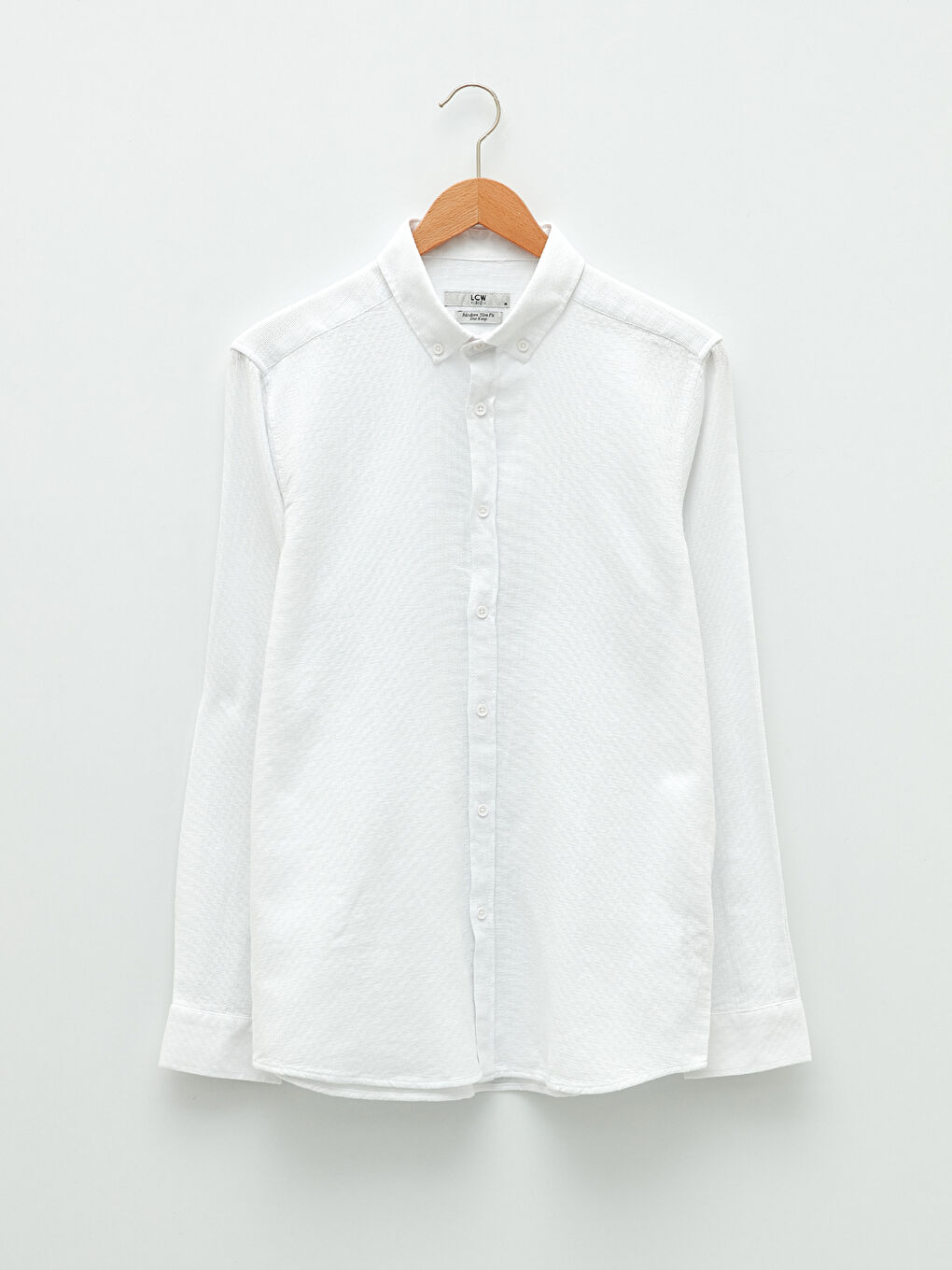 Beyaz Slim Fit Uzun Kollu Erkek Gömlek-5