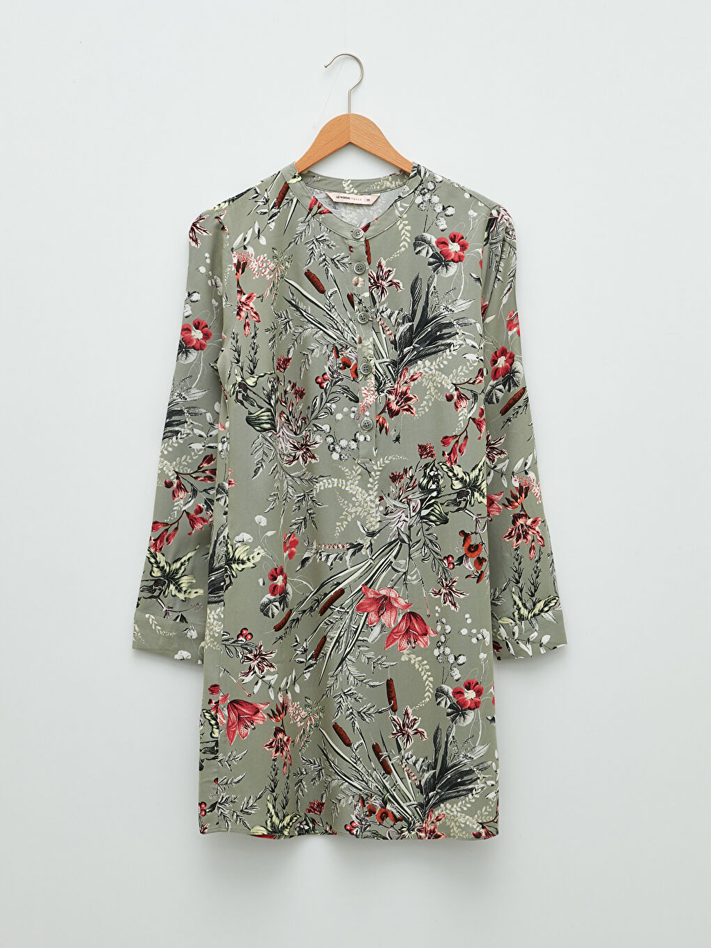 Crew Neck Floral Long Sleeve Viscose Women's Tunic-10