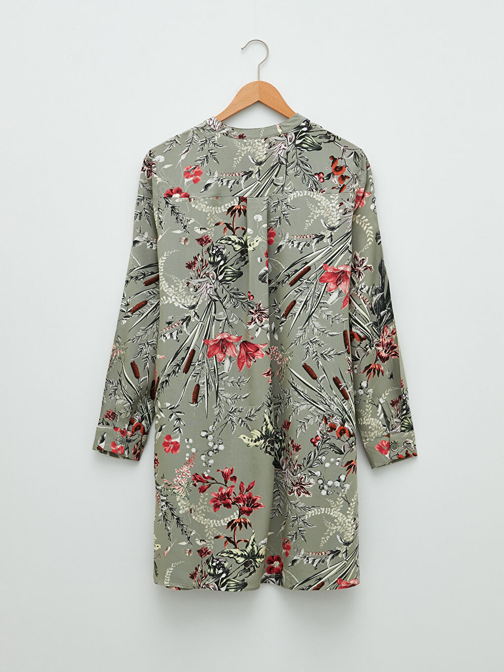 Crew Neck Floral Long Sleeve Viscose Women's Tunic-11