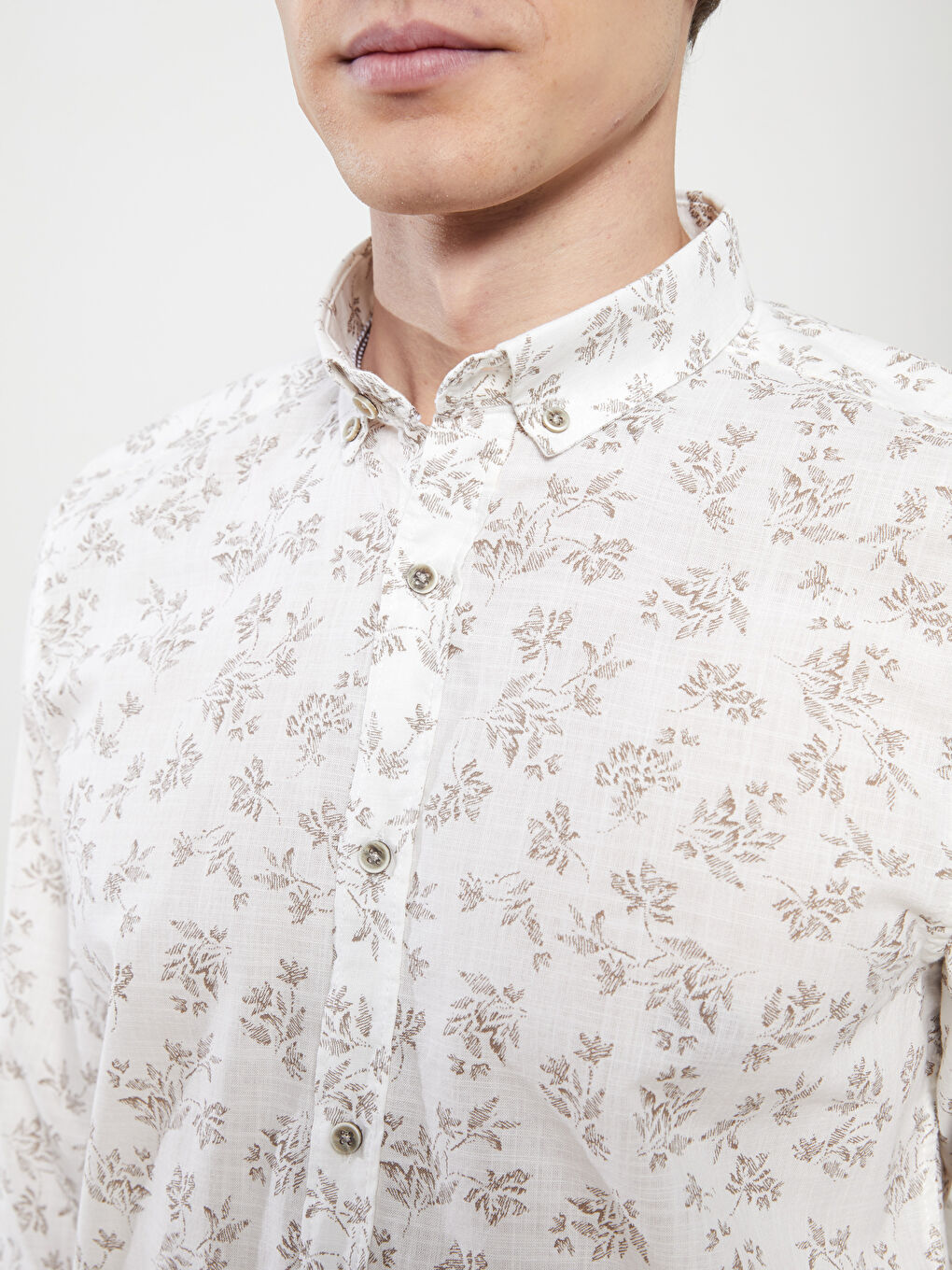 قميص بوبلين كم طويل عادي للرجال-3