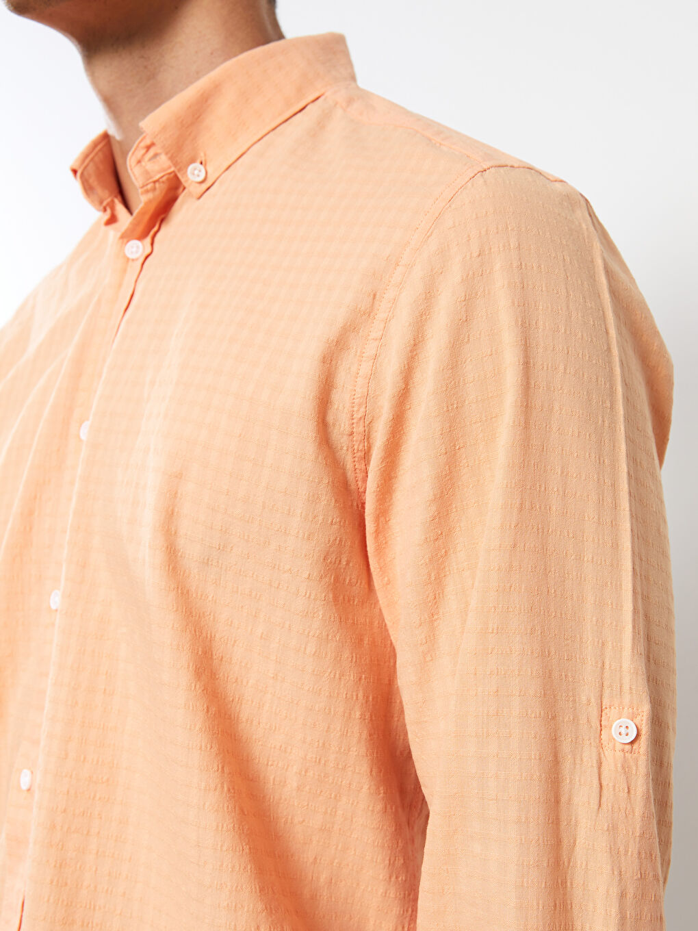 Turuncu Regular Fit Uzun Kollu Çizgili Erkek Gömlek-3