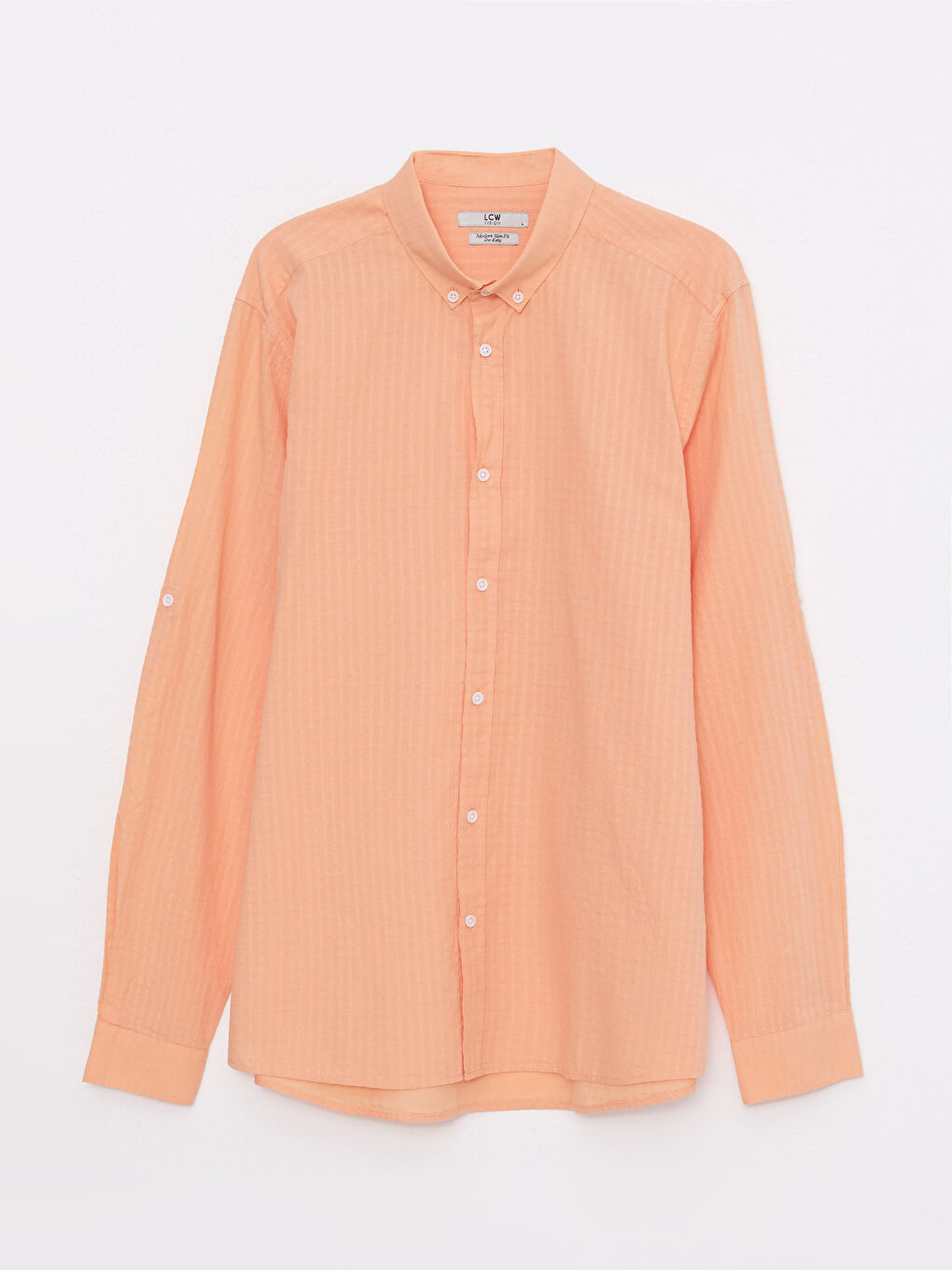 Turuncu Regular Fit Uzun Kollu Çizgili Erkek Gömlek-5