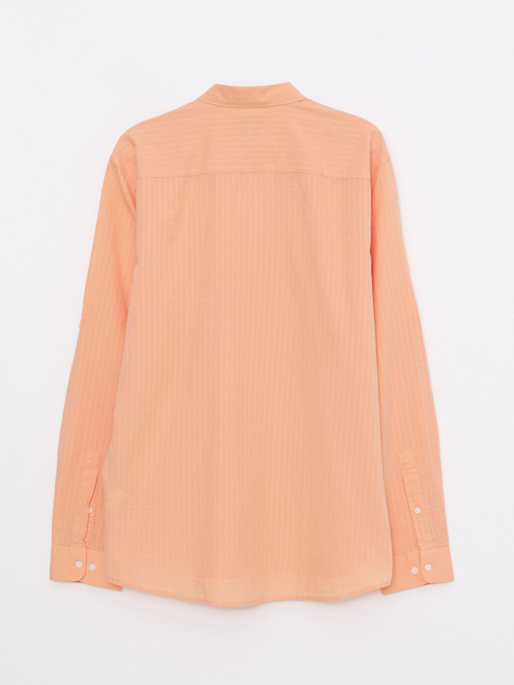 Turuncu Regular Fit Uzun Kollu Çizgili Erkek Gömlek-6