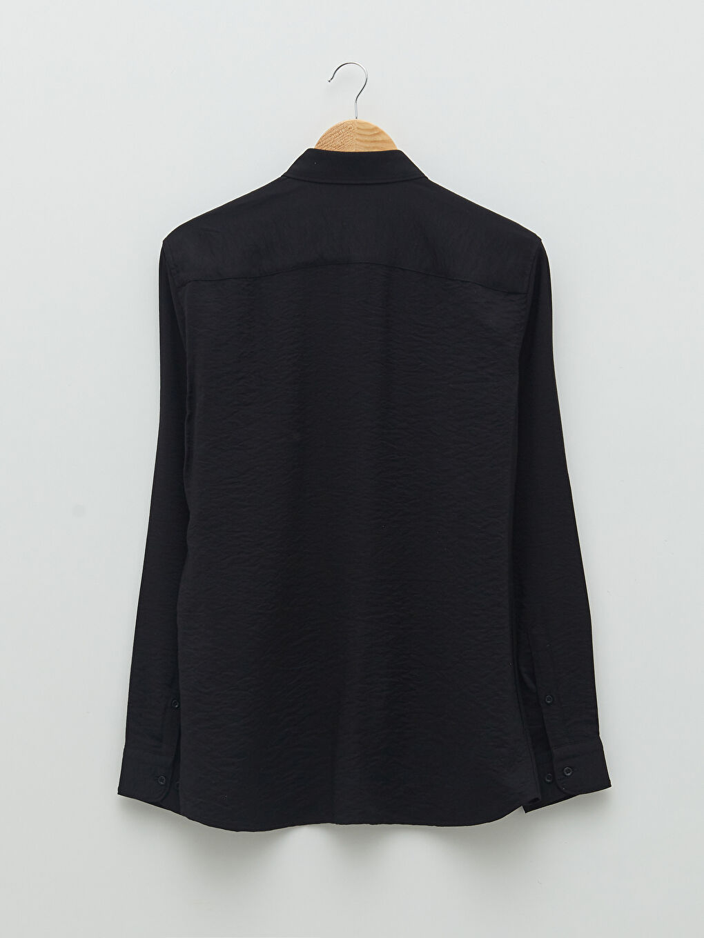 Siyah Slim Fit Uzun Kollu Viskon Erkek Gömlek-7