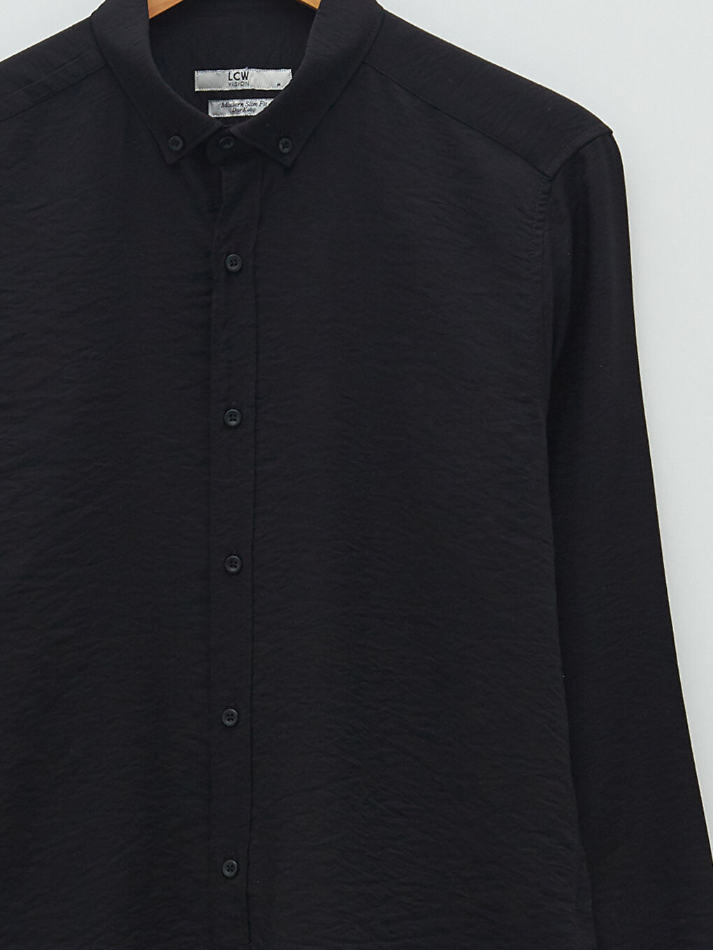 Siyah Slim Fit Uzun Kollu Viskon Erkek Gömlek-8