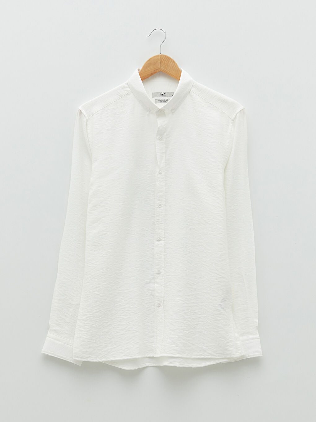 Beyaz Slim Fit Uzun Kollu Viskon Erkek Gömlek-5