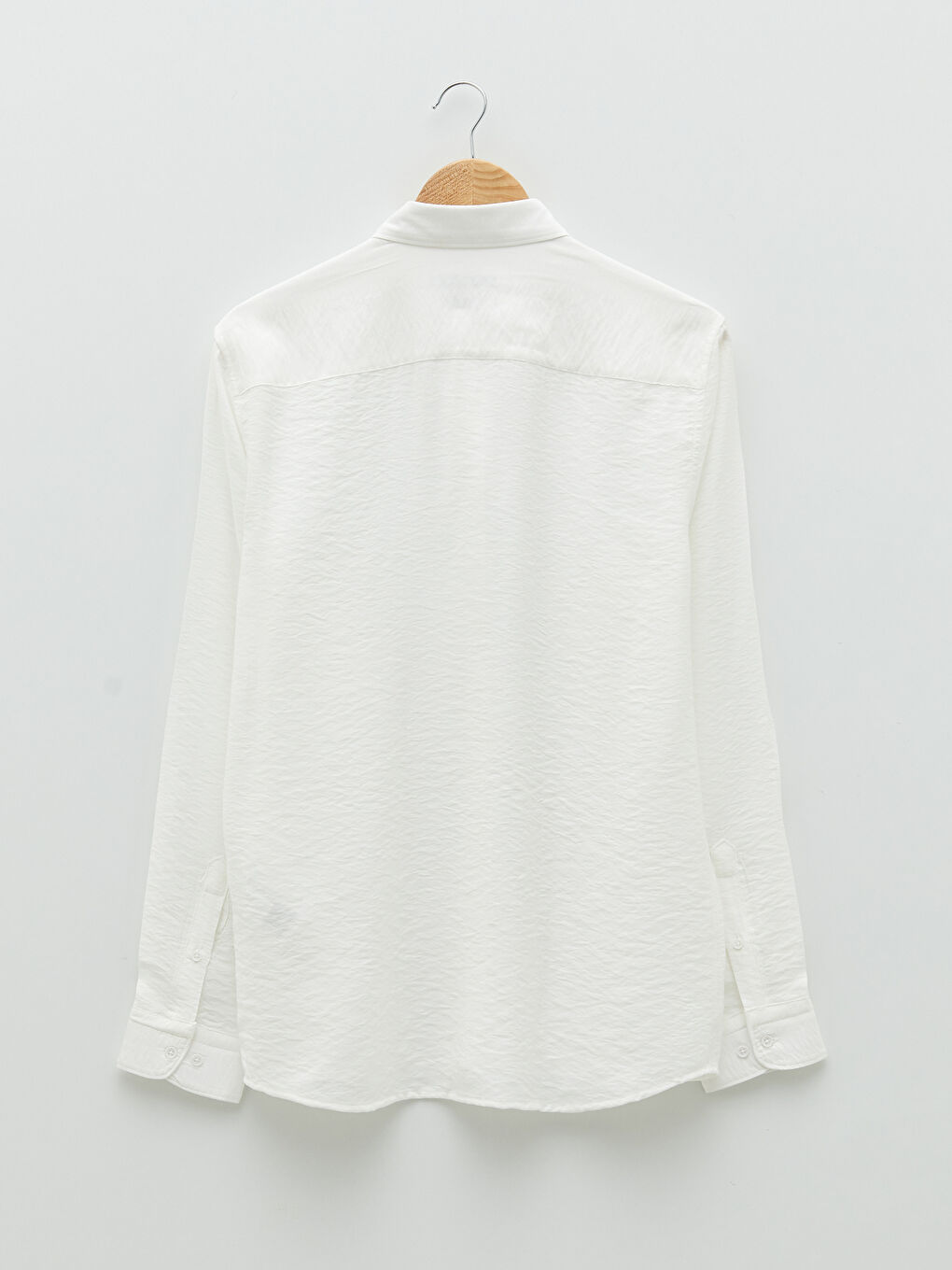 Beyaz Slim Fit Uzun Kollu Viskon Erkek Gömlek-6