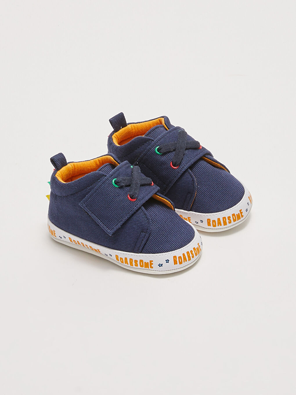 Lacivert Cırt Cırtlı Erkek Bebek Yürüme Öncesi Ev Ayakkabısı