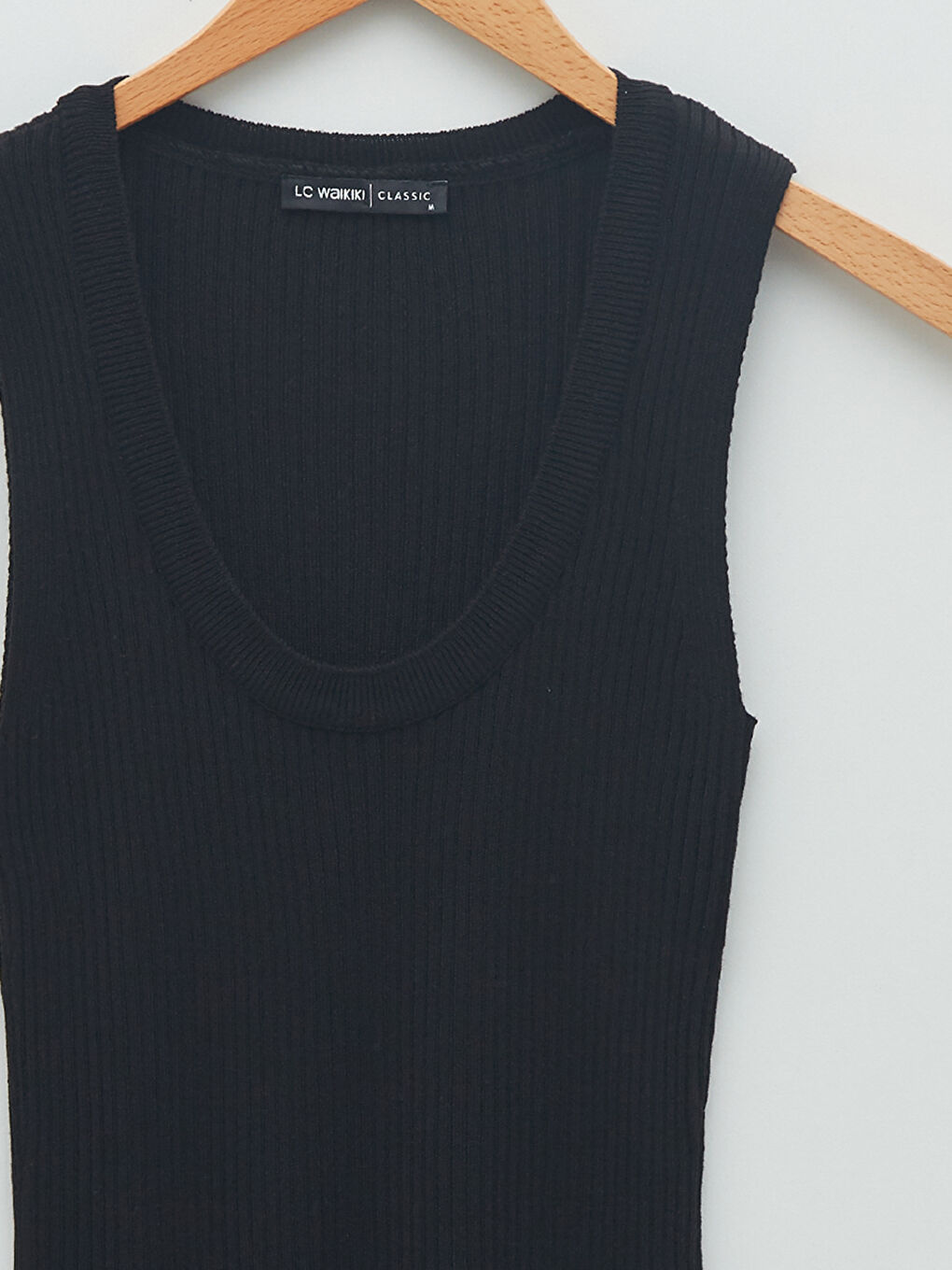 Siyah Kadın U Yaka Düz Triko Süveter-7