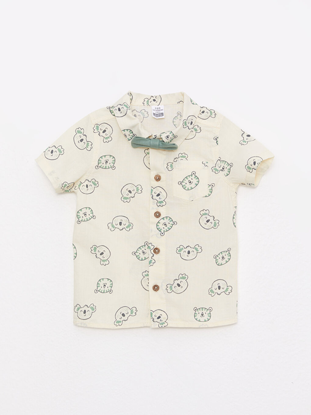 Short Sleeve Printed Baby Boy Cotton Shirt Shorts and Bow Tie 3-Pack Set-1