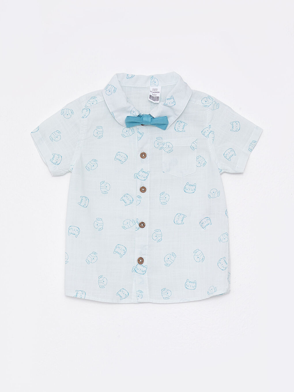 Short Sleeve Printed Baby Boy Cotton Shirt Shorts and Bow Tie 3-Pack Set-1