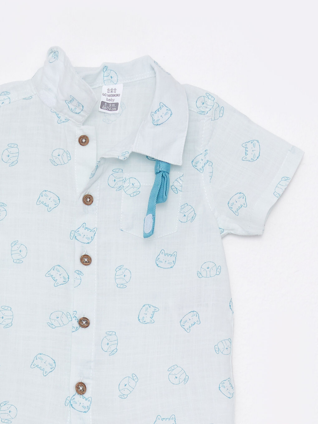 Short Sleeve Printed Baby Boy Cotton Shirt Shorts and Bow Tie 3-Pack Set-5