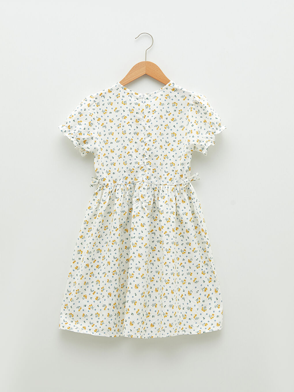 Crew Neck Printed Short Sleeve Girls' Dress-1