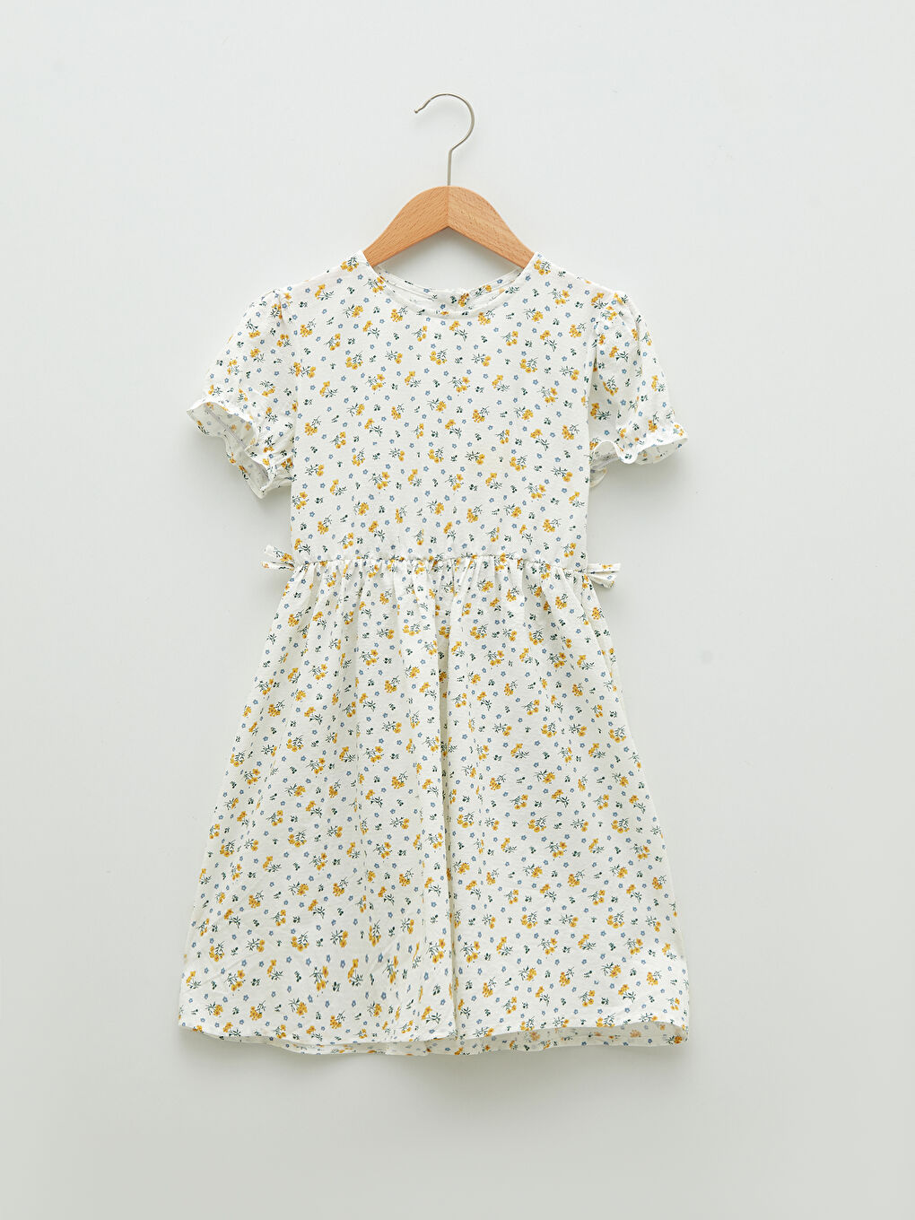 Crew Neck Printed Short Sleeve Girls' Dress