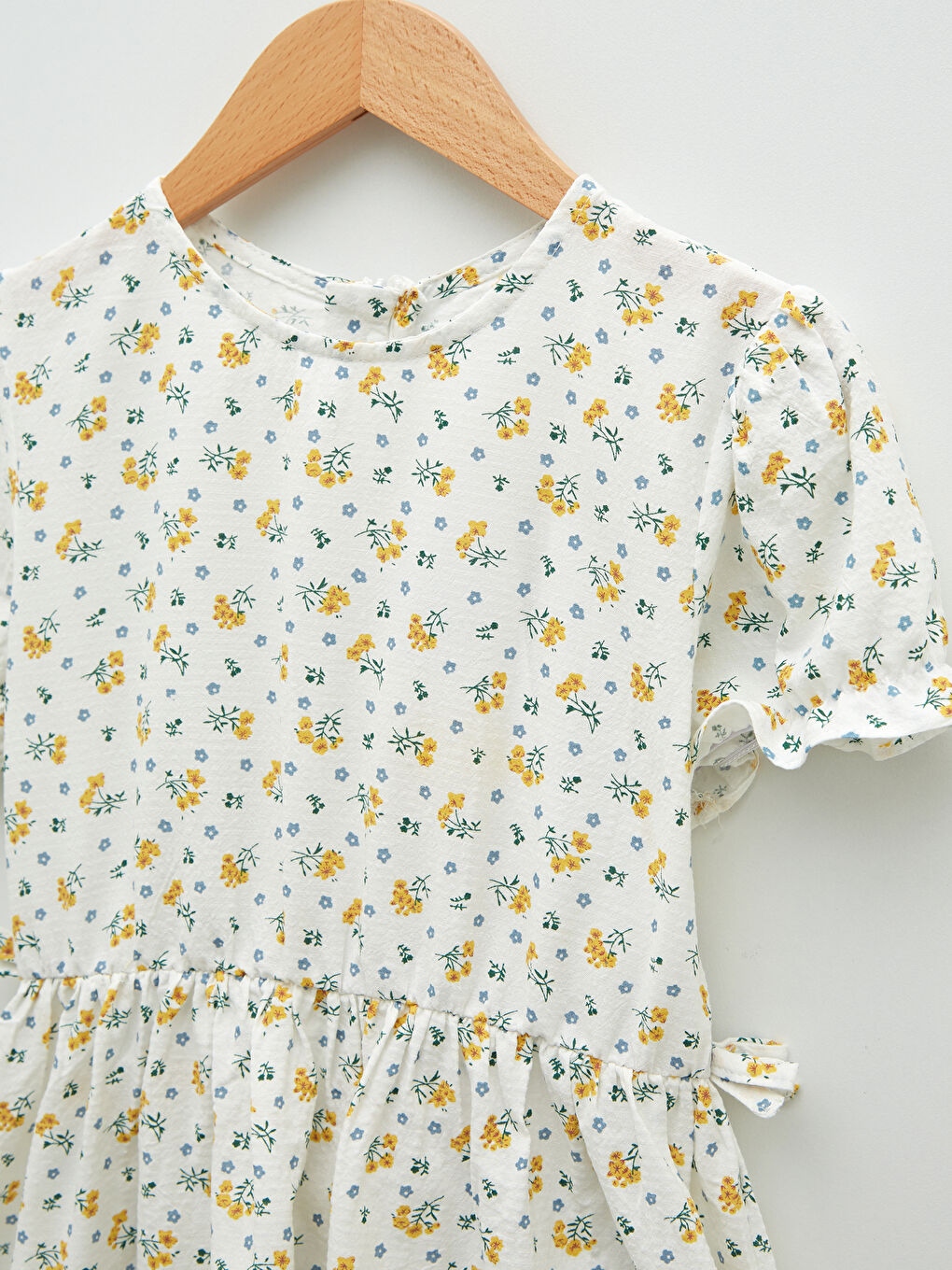 Crew Neck Printed Short Sleeve Girls' Dress-2