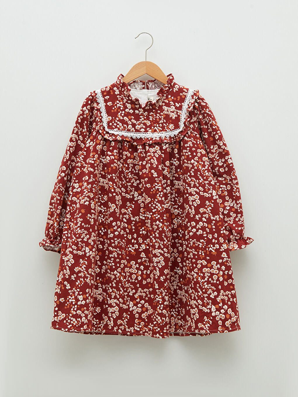 ბაბუის საყელო ნაბეჭდი გრძელმკლავიანი ტვილ გოგონას კაბა