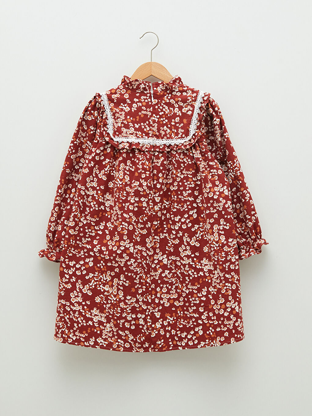 ბაბუის საყელო ნაბეჭდი გრძელმკლავიანი ტვილ გოგონას კაბა-1