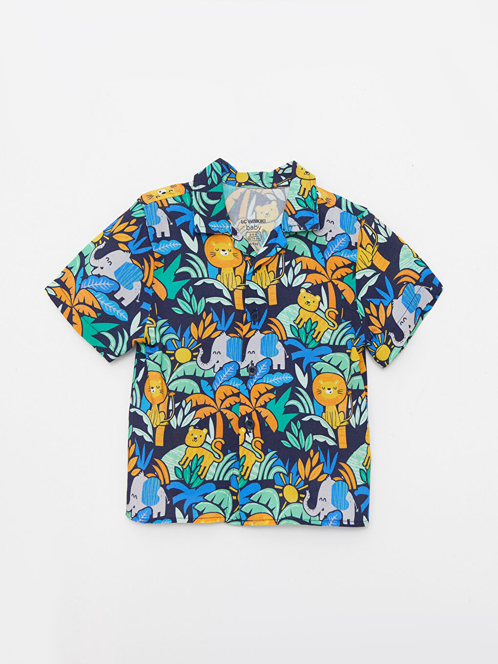 Cămașă cu mânecă scurtă imprimată și pantaloni scurți pentru bebeluși băieți - Set 2 piese-1