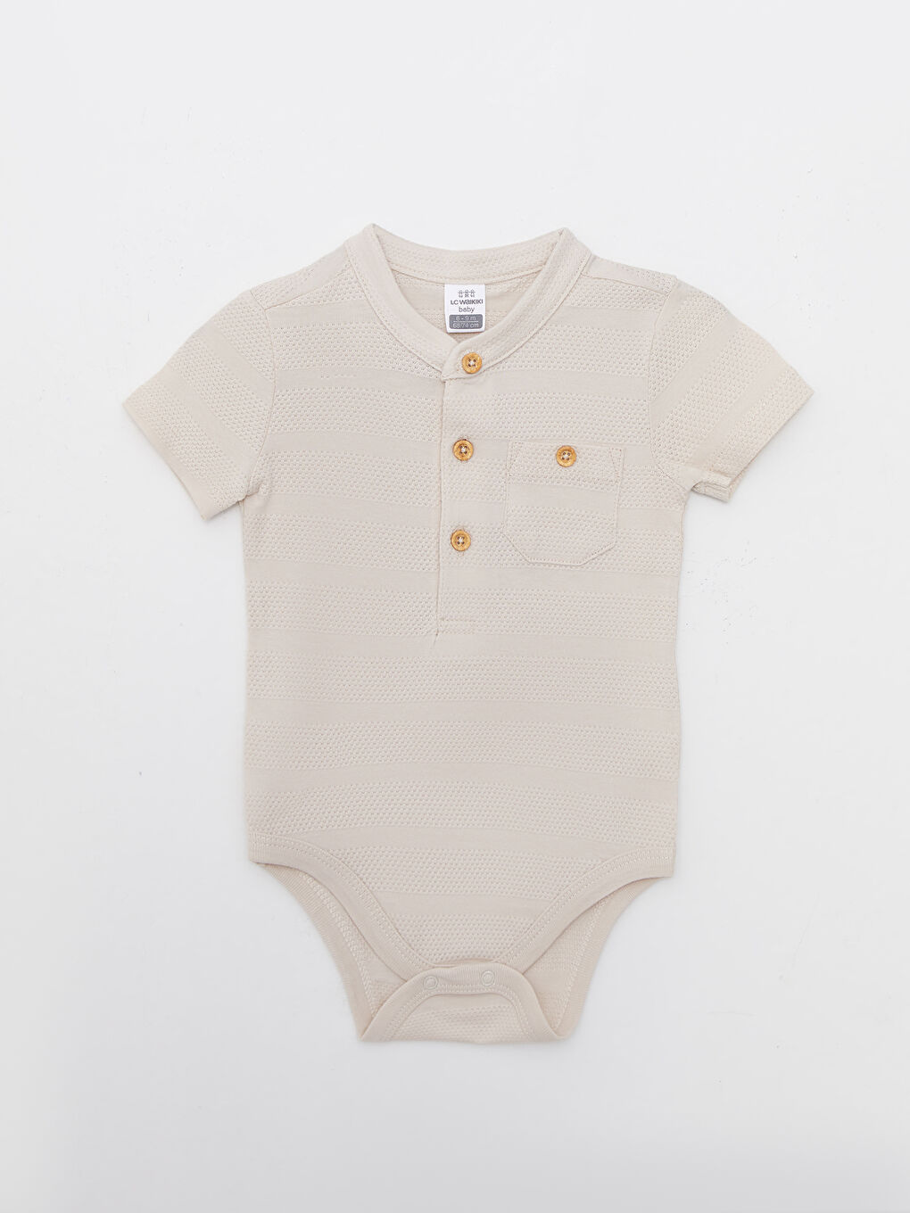 Grandad Collar Short Sleeved Baby Boy Snap Fastener Body