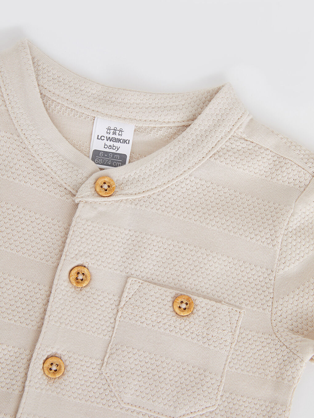 Grandad Collar Short Sleeved Baby Boy Snap Fastener Body-2