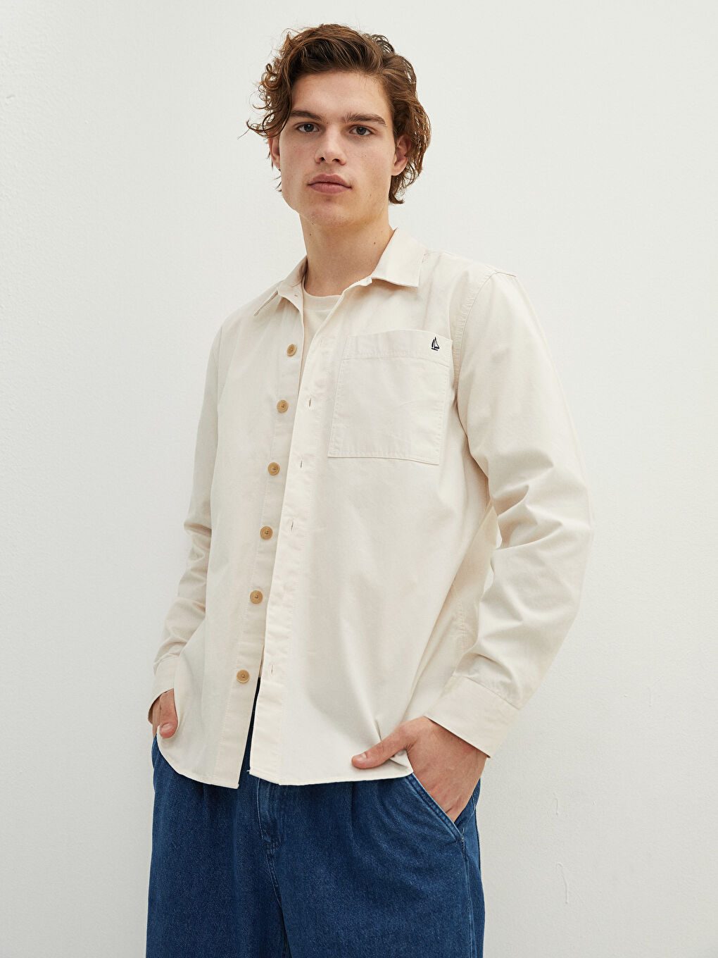 Muška košulja dugih rukava slim fit od gabardina -S2AV09Z8-SAW