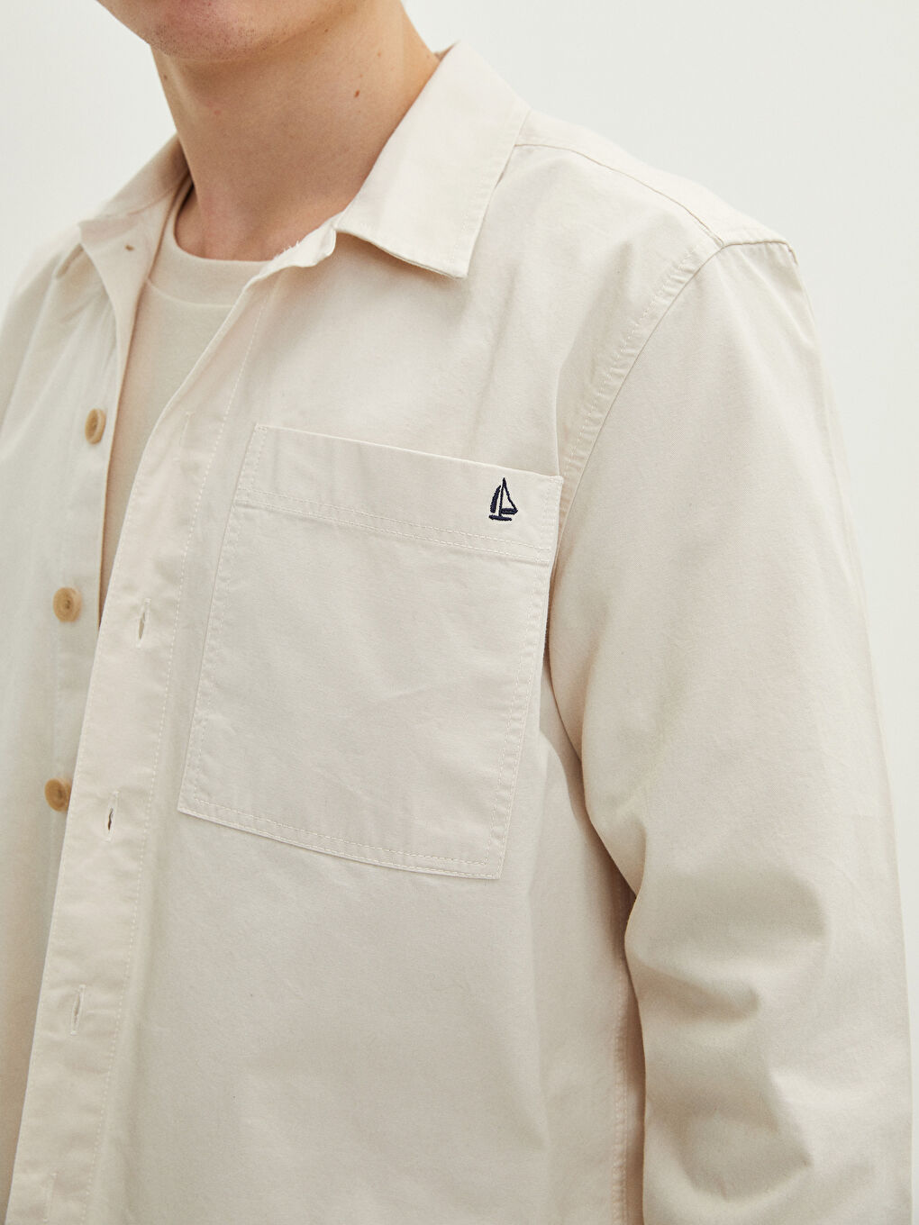 Muška košulja dugih rukava slim fit od gabardina -S2AV09Z8-SAW
