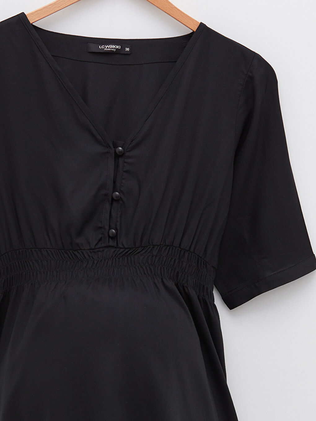 LCWAIKIKI Maternity V-Ausschnitt Gerade Kurzarm Viskose Mutterschaftsbluse -S2AV13Z8-CVL