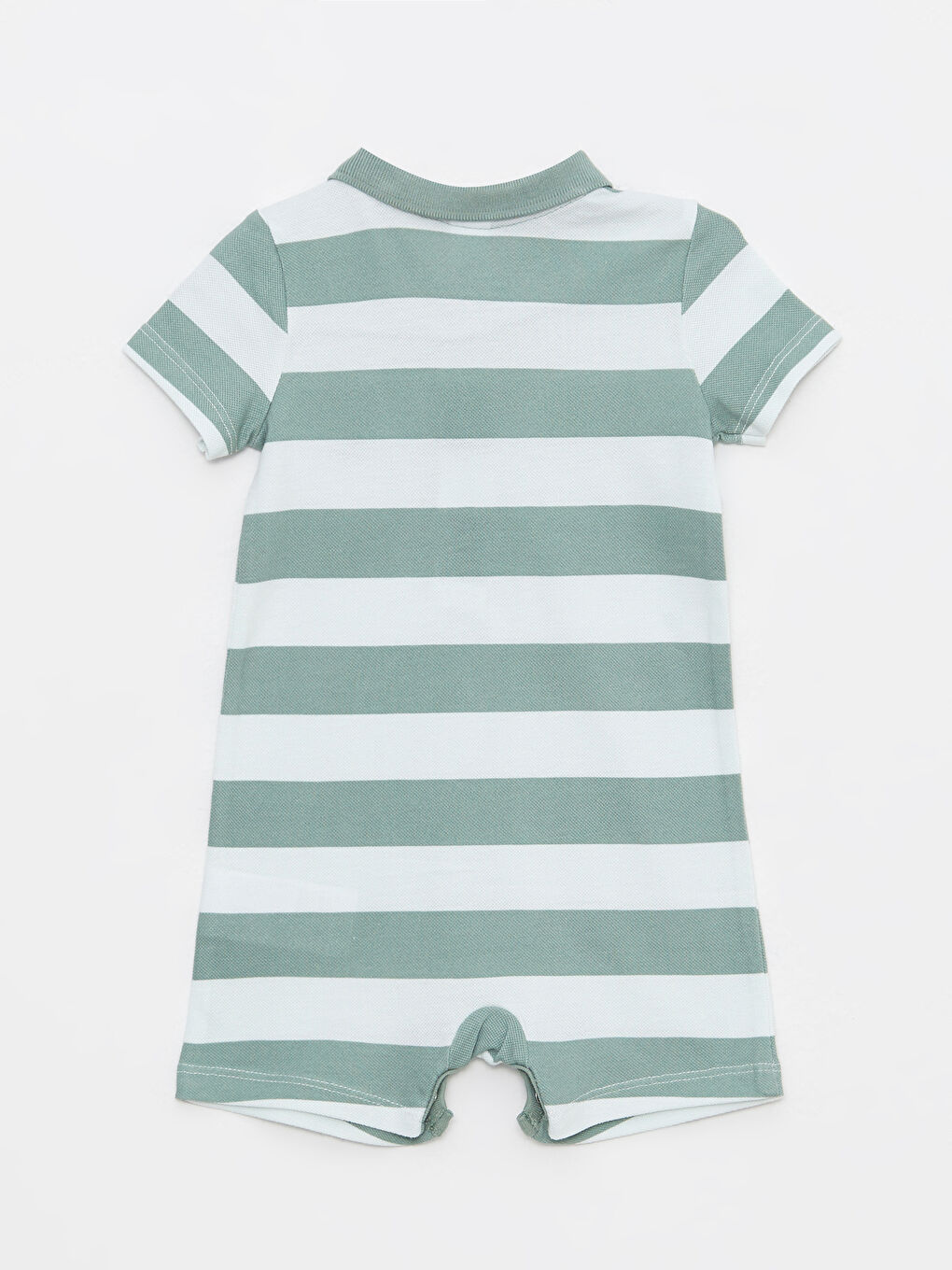 Polo Collar Short Sleeve Striped Cotton Baby Boys' Jumpsuit-1
