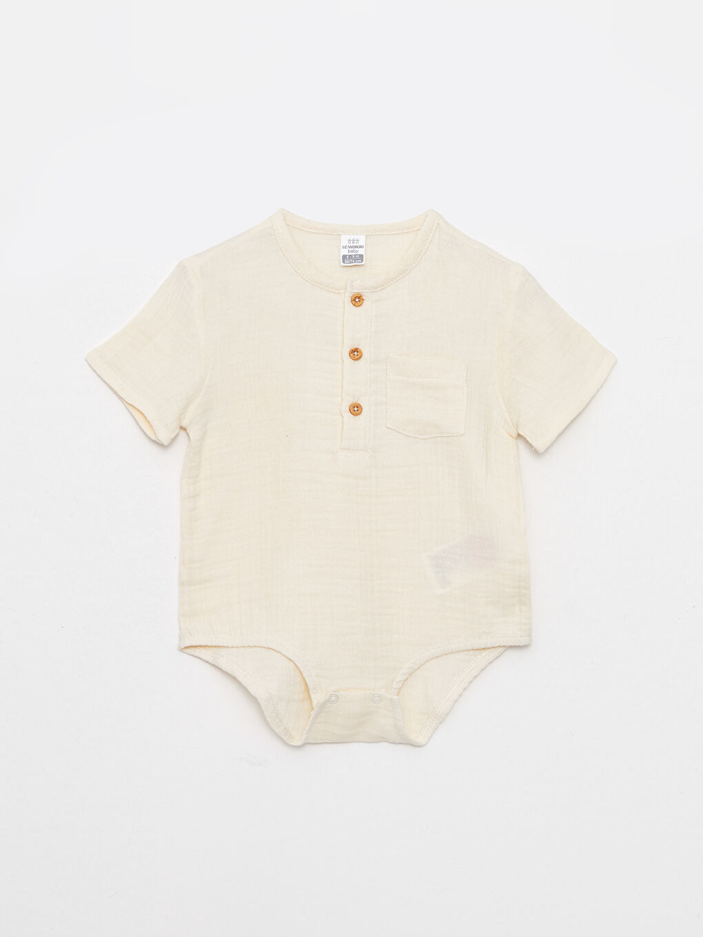 Crew Neck Short Sleeved Baby Boy Snap Fastener Body and Shorts 2-Piece Set-1