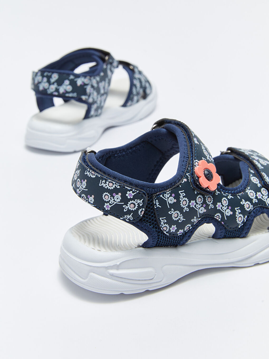 Сандалии Для девочек с двойной полосой, узором и застежкой-липучкой-4