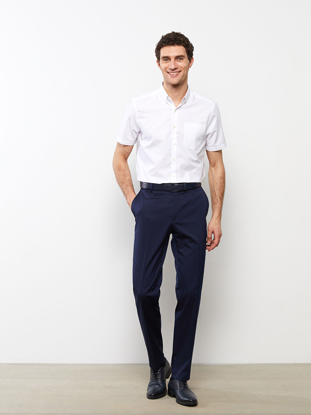 Slim Fit Short Sleeve Oxford Men Shirt -S2AV28Z8-Q6K