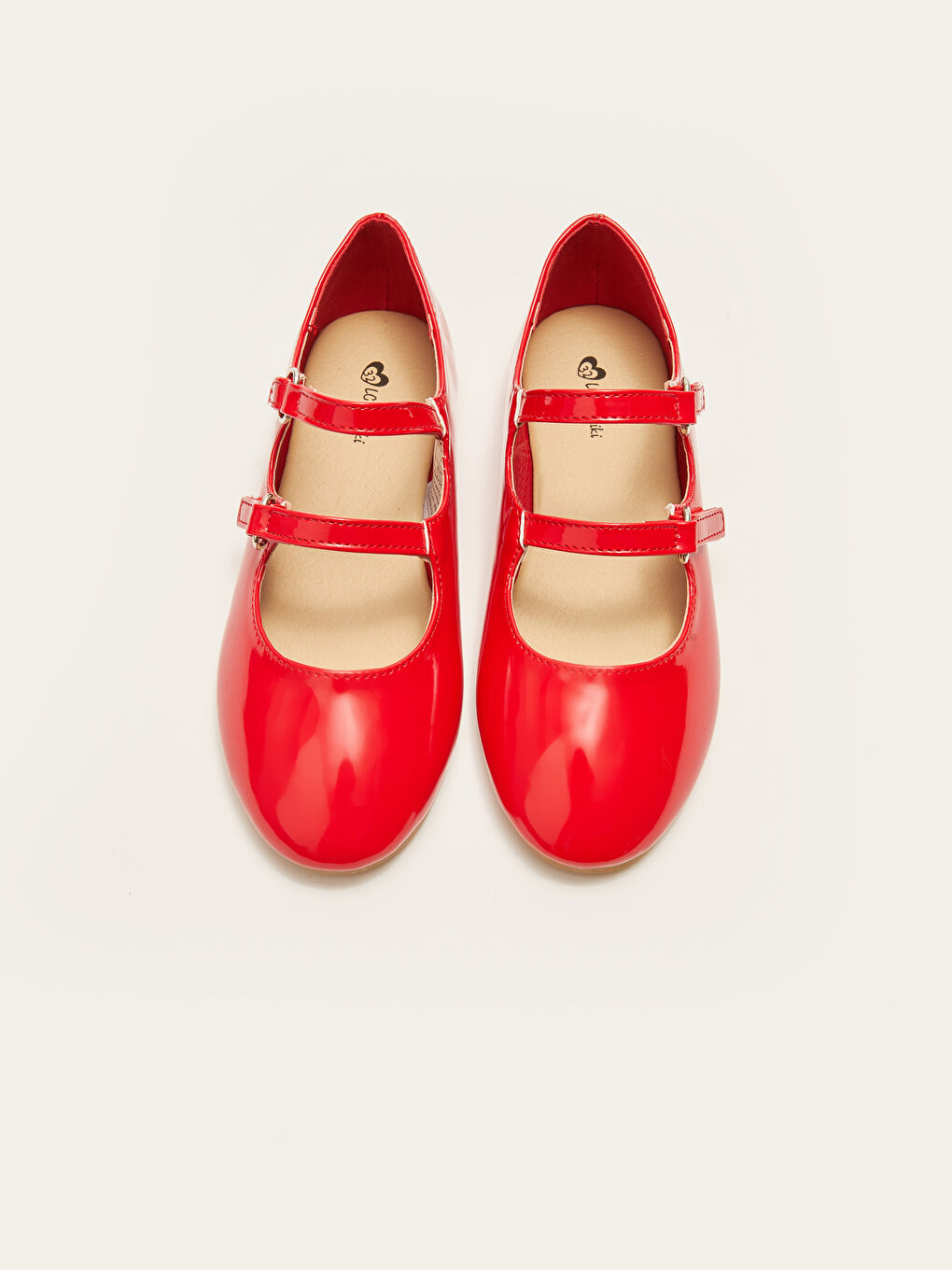 Kırmızı Cırt Cırtlı Deri Görünümlü Kız Çocuk Babet-2