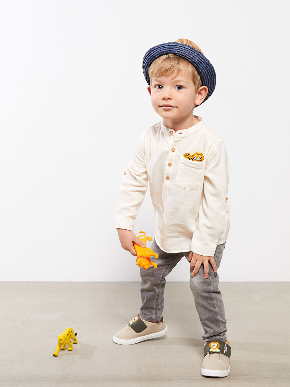 Chemise Imprimée à Manches Longues pour Bébé Garçons à Col Mao