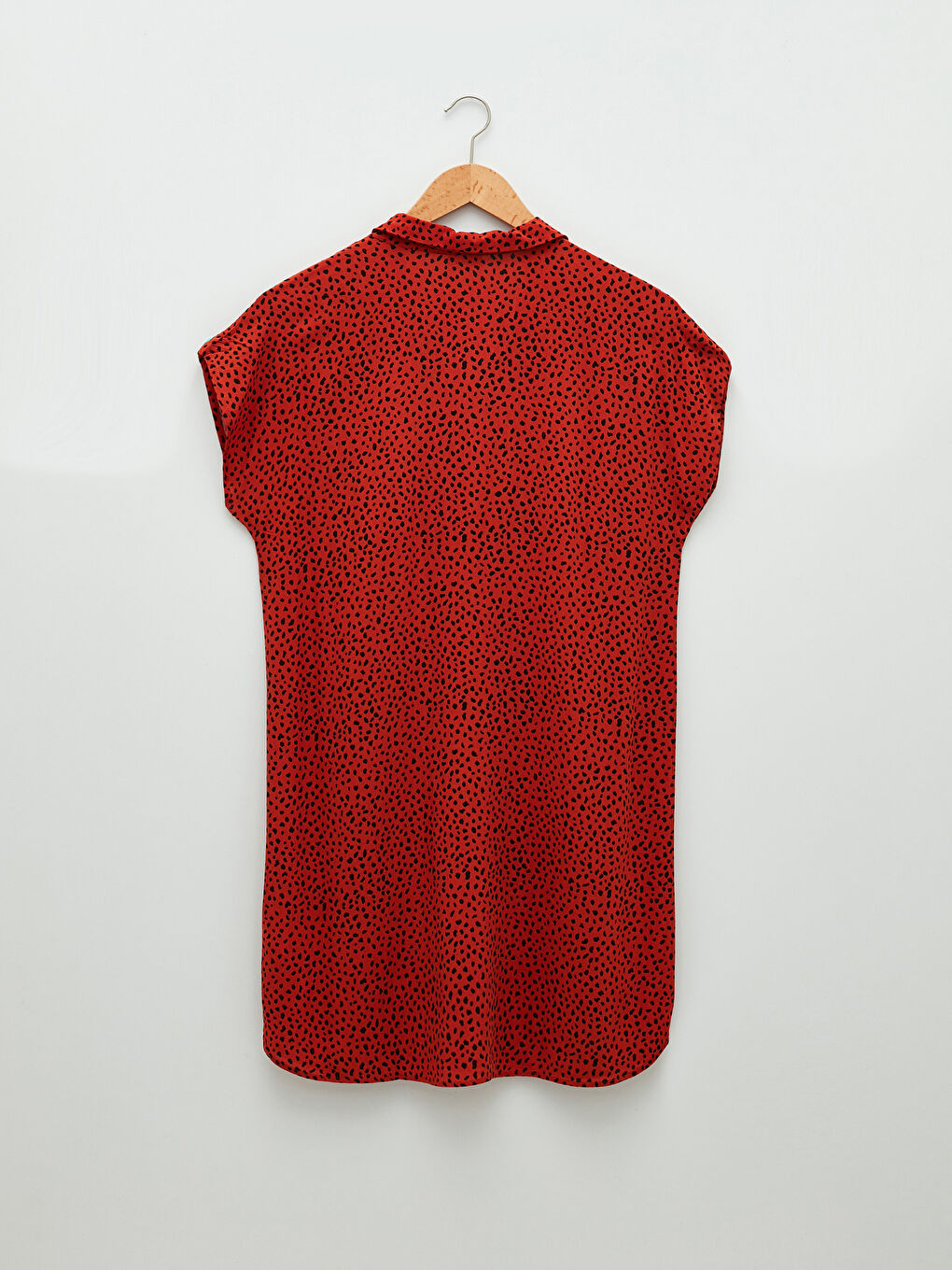 فستان شاطئ نسائي قماش فيسكوز كم قصير مطبوع بياقة قميص-6