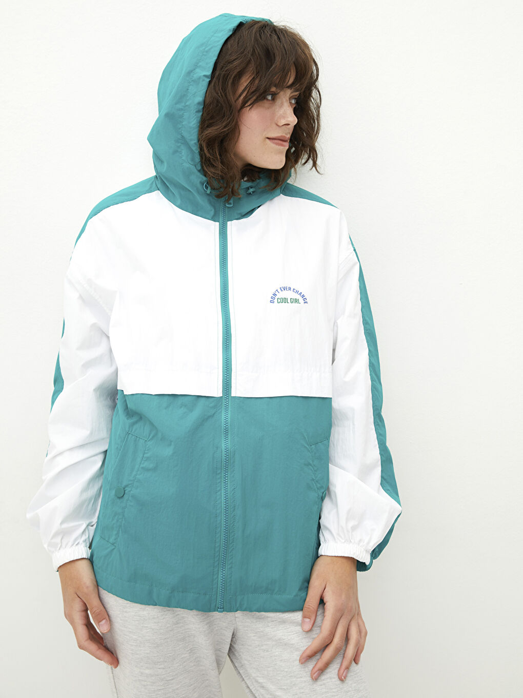XSIDE Hooded Color Block Women's Raincoat -S2AV86Z8-J5E
