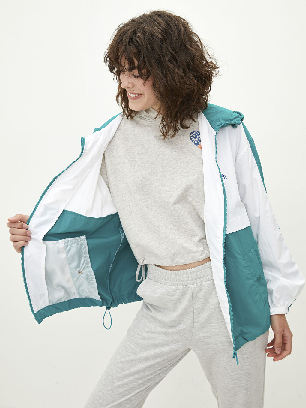 XSIDE Hooded Color Block Women's Raincoat -S2AV86Z8-J5E