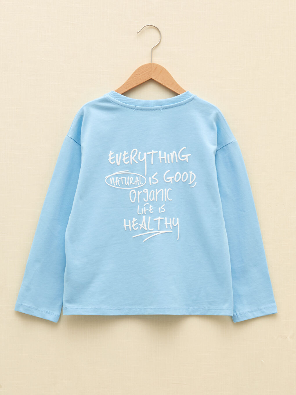 Mavi Bisiklet Yaka Baskılı Uzun Kollu Kız Çocuk Tişört-1