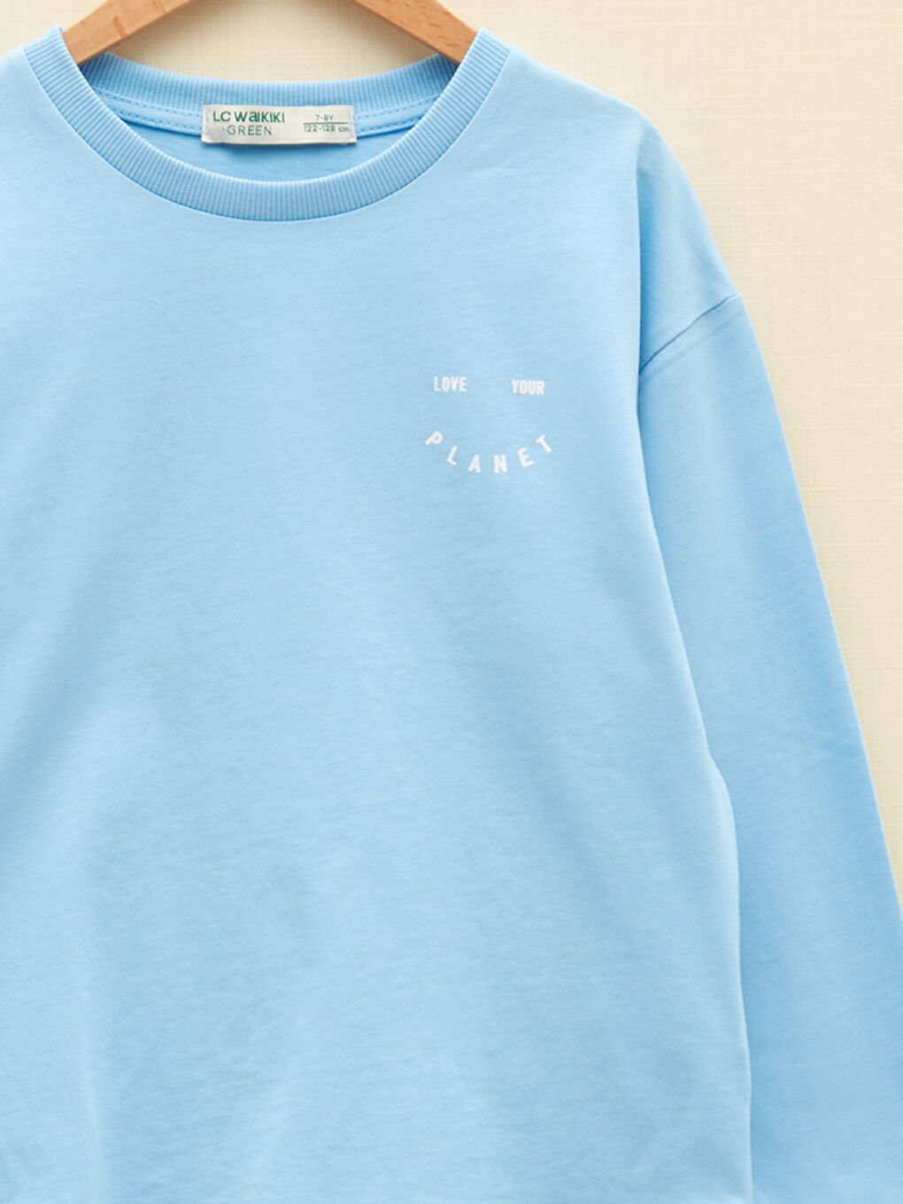 Mavi Bisiklet Yaka Baskılı Uzun Kollu Kız Çocuk Tişört-2