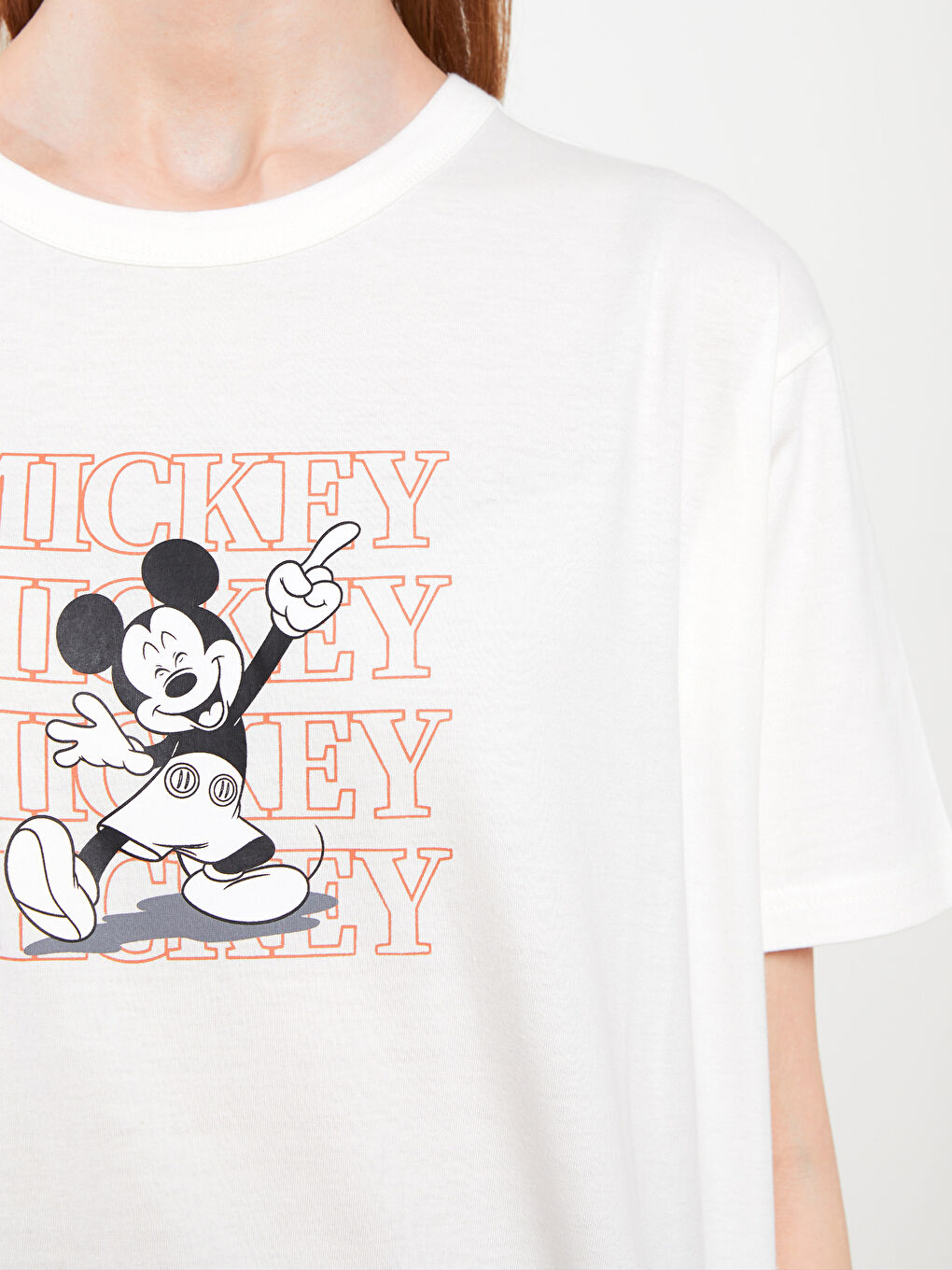 Crew Neck Mickey Mouse Printed Short Sleeve Cotton Women's Tunic-2