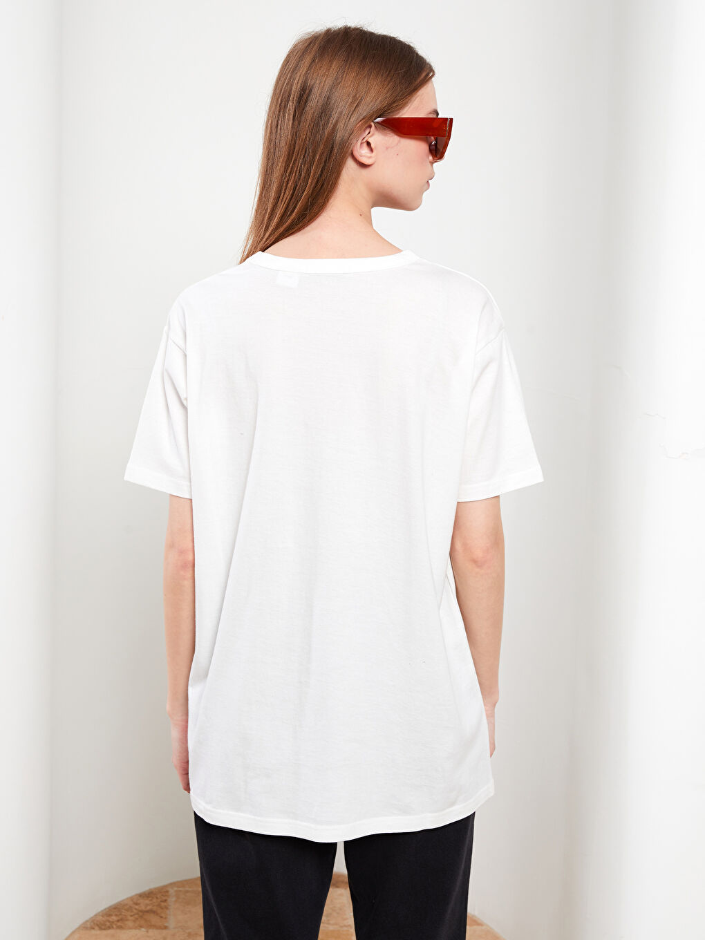 Crew Neck Mickey Mouse Printed Short Sleeve Cotton Women's Tunic-3