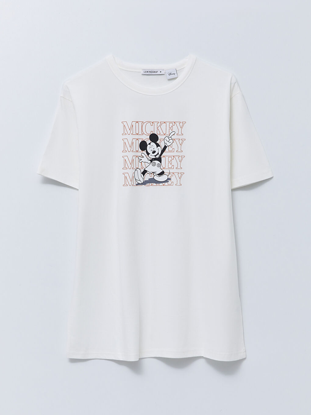 Crew Neck Mickey Mouse Printed Short Sleeve Cotton Women's Tunic-4