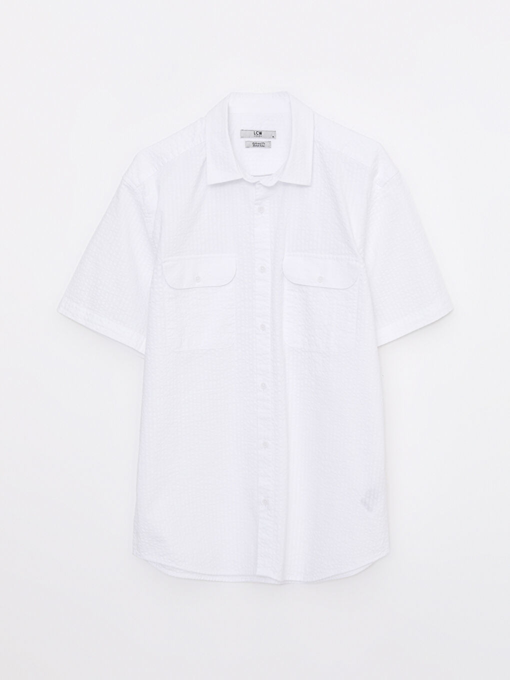 Beyaz Rahat Kalıp Kısa Kollu Erkek Gömlek-5